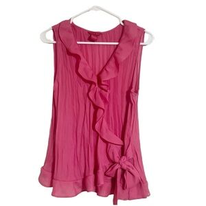 Sunny Leigh Woman’s Ruffled Sleeveless Wrap Blouse